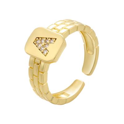 China De open Aanvankelijke Ring van de Horlogeband 18k Diamond Ring Men Plated Chunky Gold Te koop