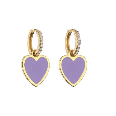 China Pendientes del aro del esmalte del oro del corazón en venta