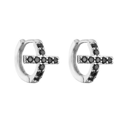 China OEM van Diamond Cross Earrings van eigentijdse Sterling Silver Jewelry Hoop Earrings-Mensen ODM Te koop