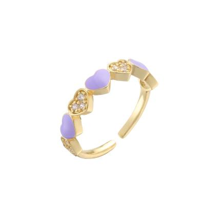 China 18k van het het Emailhart van Diamond Adjustable Finger Ring Gold Roze de Ringsoem Te koop