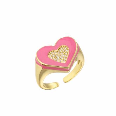 China De micro bedekt de Olie Chunky Gold Heart Ring van 18K Diamond Ring Gold Plated Heart Drop Te koop