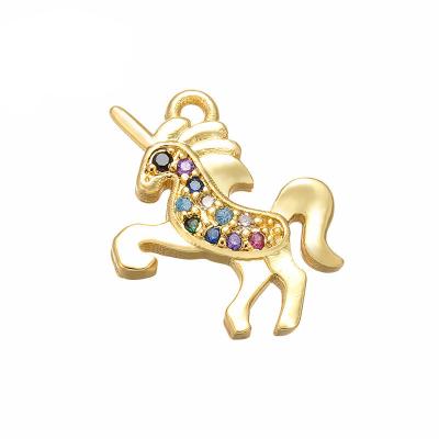 China DIY 18k Gouden Unicorn Necklace Horse Charms Bracelet bedekt CZ Zircon Te koop