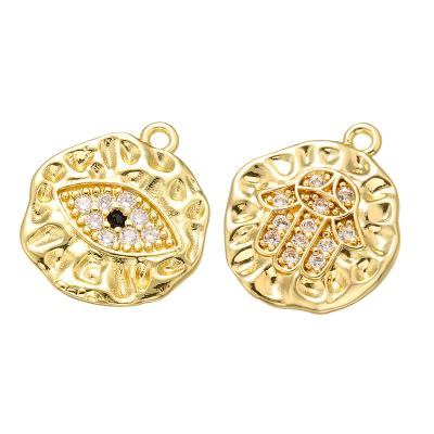 China Plating 18K Gold Pendant Zircon Evil Eye Hand Charm OEM for sale