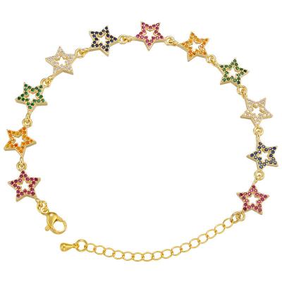 China Rhinestone 18K Gold Bracelet OEM Heart Star Shaped Bracelet for sale