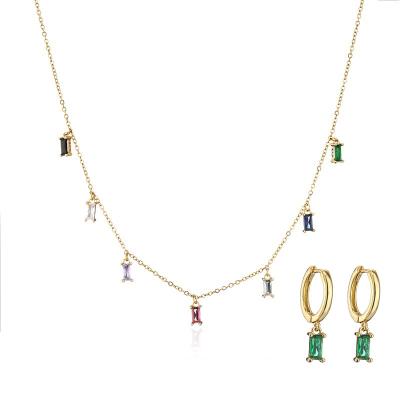 China Zircon 18K Gold Jewelry Set Stainless Steel Gold Plated OEM ODM for sale