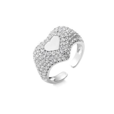 China Hartvorm 925 het Zirkoonverlovingsringen van Sterling Silver Rings Micro Pave CZ Te koop