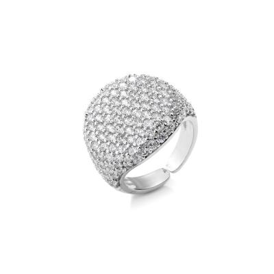 China Party Sterling Silver Crystal Jewelry Crystal Open Pave Ring Adjustable for sale