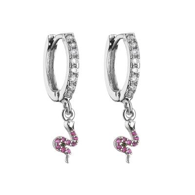 China Dierlijke Zircon-de Oorringenmicro Zilver Geplateerd Crystal Hoop Earrings van de Slangvorm Te koop