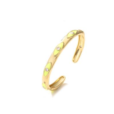 China Unisex- Uitstekende Kwade het Messingsring van Oogring adjustable enamel gold plated Te koop