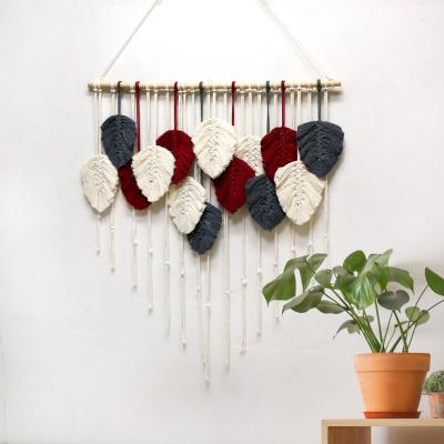 China New Minimalist Nordic Bohemian Tassel Feather Leaves Wall Hanging Home Ornaments Homestay Decoration Handwoven Tapestries. for sale