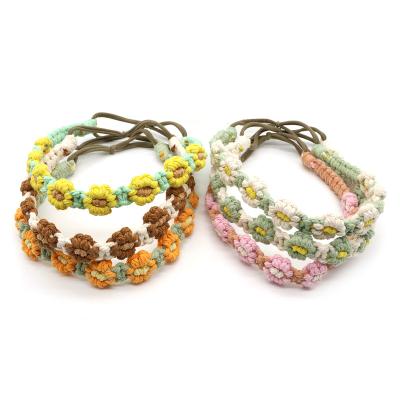 China Hair Band Headdress Cotton Rope Hair Circle Flower Hair Ornament Hand - Hair Band Elastic Rope Woven Style New for sale