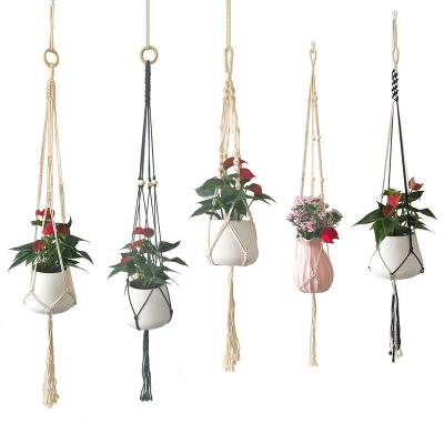 China Wholesale Indoor Macrame Fancy Decoration Plant Hanger Minimalist Bohemian Home Support Plant Hanger for sale