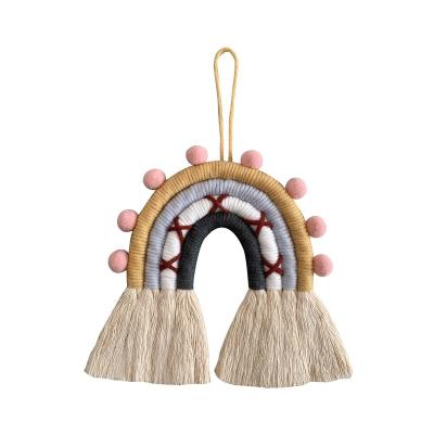 China Minimalist Color Wall Hanging Macrame Wall Decor Hand - Woven Rainbow Decoration is Suitable for Kids Room Kindergarten for sale