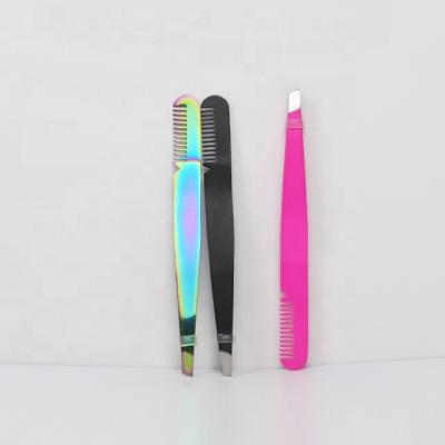 China Wholesale Custom Eyebrow Stainless Steel Beauty Tools Private Label Eyebrow Tweezers Paint Eyebrow Clip for sale