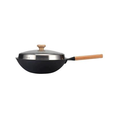 China Sustainable Cookware Making Processing Customized Uncoated Wok Cast Iron Wok Thickening for sale