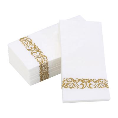 China Feel White Linen Guest Napkins Disposable Dinner Paper Napkin For Wedding And Party for sale