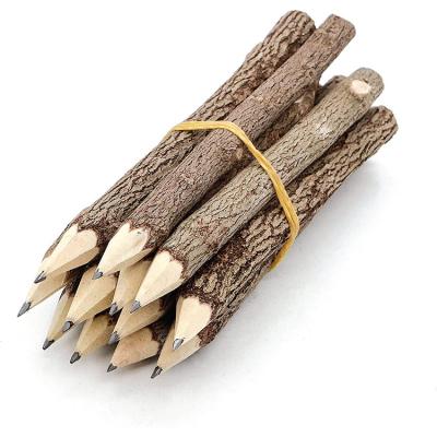 China Eco-friendly Promotional Pencil Free Sample Wooden Twig Pencils, HB Natural Wooden Pencil With Logo Or Website Print For Gift Or Promotional for sale