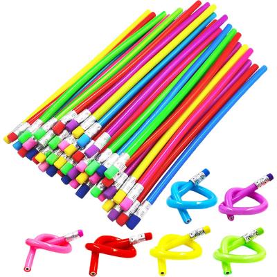 China Promotional Colored Eco-friendly Stationery Standard Pencil Free Sample PVC Bendable PVC Hb/2b Pencils With Eraser For Gifts for sale