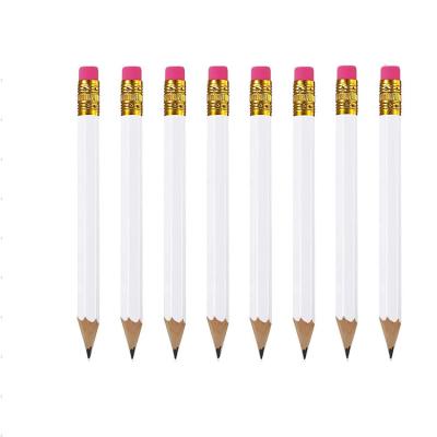 China Wholesale Custom Mini hb/2b Promotional Factory Natural Wooden Cheap Pencil Eco-Friendly Short Pre-Sharpened White Pencil With Eraser For School And Art for sale