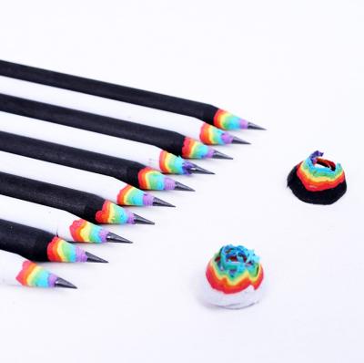 China Eco-Friendly Promotional Pencil Supplies Customized Professional Rainbow Color Round Black Wooden Sketch Pencil Art Tool Kit For Sketching Sketching HB/2B drawing for sale