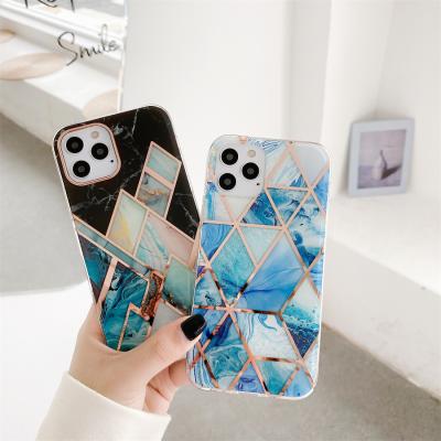 China Luxury Custom Gold Plated Marble Shockproof IMD Phone Case For iPhone 13 12 11 pro Max XS XR TPU PC Cover Device for sale