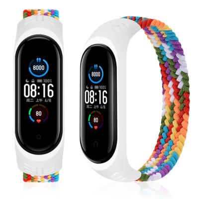 China Fabric Fashion Loop Nylon Weaving Elastic Solo Watch Band For Xiaomi MI Band 6 5 4 3 for sale