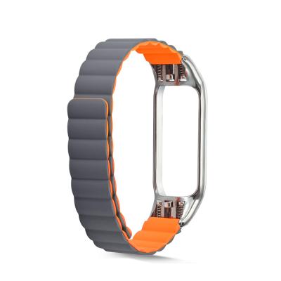 China Luxury Magnetic Fabric Watch Band Stainless Steel Buckle Strap Watch Case For Xiaomi MI Band 6/5/4/3 for sale