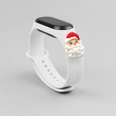 China Cute Cartoon Rubber Christmas Doll 3D Silicone Watch Band For Xiaomi MI Band 6/5/ for sale