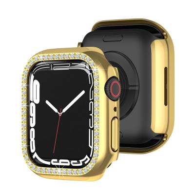 China Luxury Plastic Shockproof PC Watch 7 Hard Diamond Border Watch Case For Apple Watch Case For Iwatch 41mm 45mm for sale