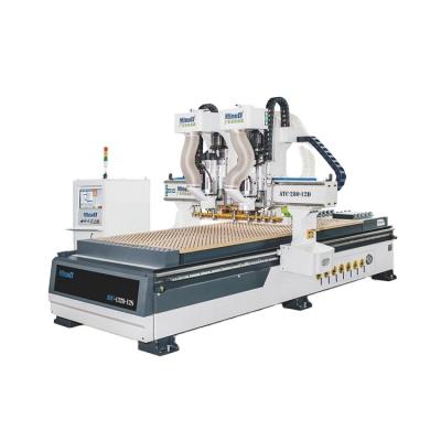 China Garment Shops MINGD ATC-1328-12D cnc router wood 3 axis carving engraving machinery double spindle homemade router machine for cabinet making for sale