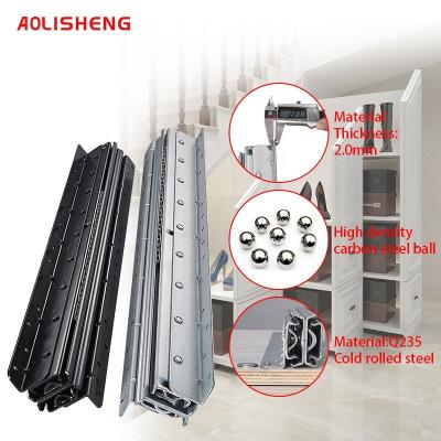 China AOLISHENG Modern Heavy Duty Undermount Camper Furniture Hardware Box Stairs Drawer Slides Telescopic Rails for sale