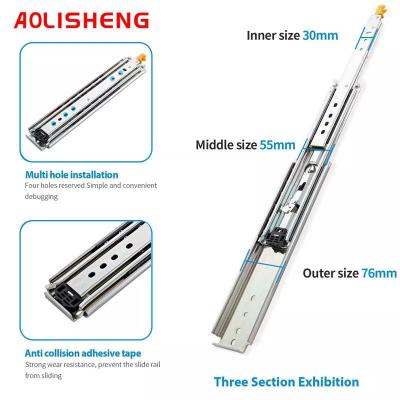 China Strong Loading Capacity AOLISHENG Heavy Duty Load Locking Full Extension Ball Bearing 220Kg Drawer Slides Heavy Duty Sliding Rails for sale