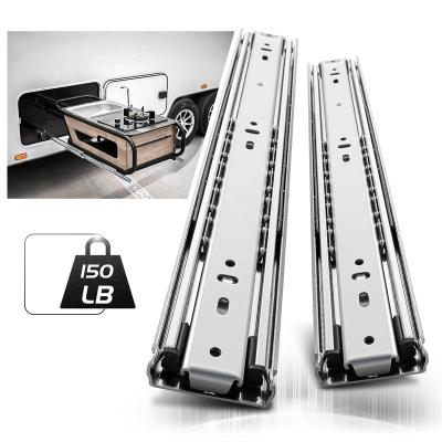 China AOLISHENG 51mm Heavy Duty Triple Wide Heavy Duty Ball Bearing 51mm Loading Capacity Extension Box With Handles Drawer Slides for sale