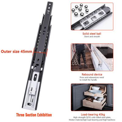 China AOLISHENG Contemporary Fully Extended Push Open Drawer Slide New Open Connected Ball Bearing Rails for sale