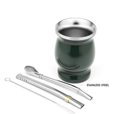 China Sustainable Double-Wall Stainless Steel Mate Tea Cup and Bombilla Set Includes Yerba Mate Cup With One Bombilla for sale