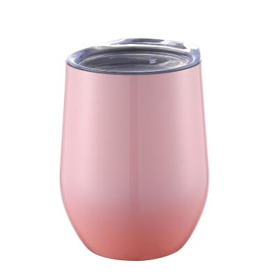 China New Arrival 350ml 12oz 304 Stainless Steel Disposable Coffee Mugs Double Walled Egg Wine Cup With Lid Travel Wine Tumbler for sale