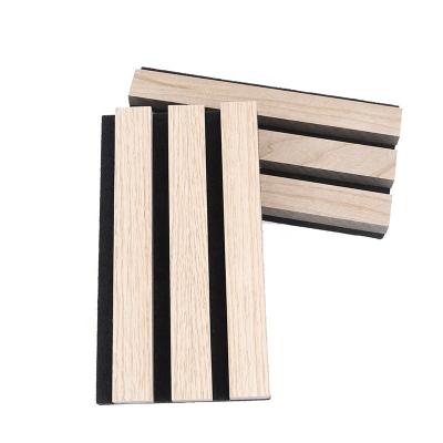 China Contemporary Decorative PET Wood Slatted Polyester Veneer Acoustic Sound Absorption Felt Panel For Wall And Ceiling for sale