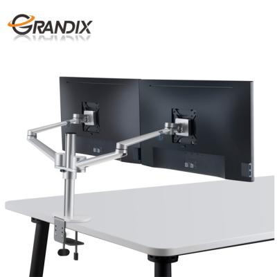 China 17-27inches Screens Height Adjustment Aluminum Screen Desk Mount Bracket Multi Monitor Arm Stand Dual LCD MountsTVs On One With VESA100X100MM for sale