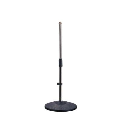 China Cast Iron Base Professional Steel Height Adjustable Microphone Stand / Round Base Mic Stand for sale