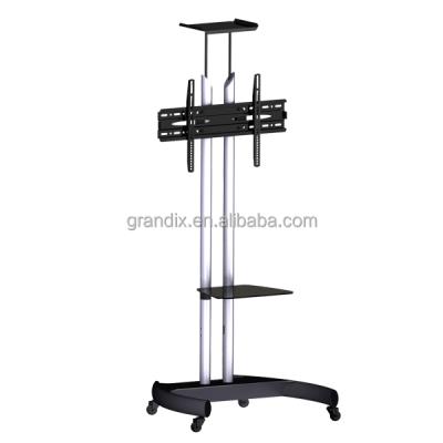 China steel & High Quality Modern Aluminum LED TV Monitor Adjustable Mobile LCD TV Cart with Wheels for Show and bedroom&barbers for sale