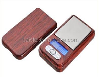 China Jewelry Scale Fashion Weighing Wooden Grain 100g*0.01g Mini Pocket Scale for sale