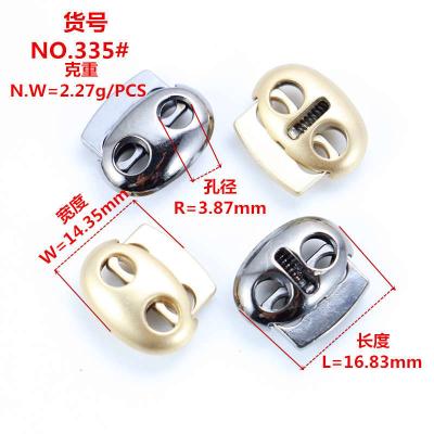 China Jinhexin057 Double Hole Rope Lock Stopper Metal Gold Plating Faux Stone Nickel Free Cord Stopper for sale