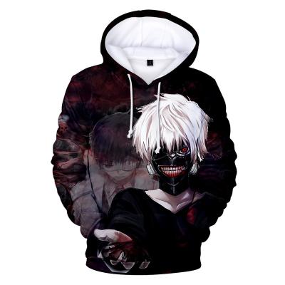 China 2022 Anti-wrinkle Factory Price Japanese Anime 3D Printed Tokyo Ghoul Full Zipper Up Custom Mens Hoodies Printing Pullover for sale