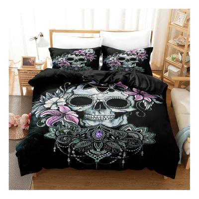 China 3D Logo Printing Digital Printing Polyester Microfiber Crossbones Bedspread Anti-static Custom Quilt Set For Bedroom for sale