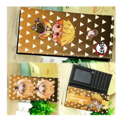 China 2021 Men's and Women's Long Leather Wallet Demon Slayer Card Purse Anime Waterproof Device Cartoon Demon Slayer Wallets for sale