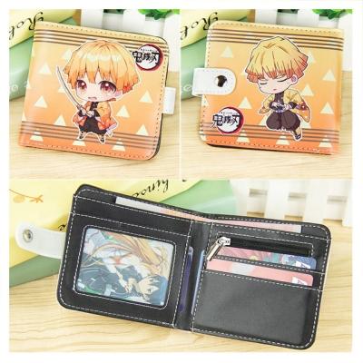 China Student Peripheral Girl Short Wallet, Wholesale Price Demon Slayer Leather Waterproof Anime Wallet Coin Purse Cards Case for sale