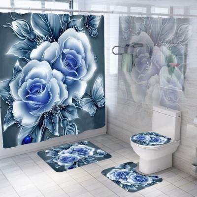 China Sustainable Wholesale Customized Waterproof Fabric Bathroom Shower Curtain Sets, Curved Rod Curtain, Shower Curtain Shower Flowers For Walls for sale