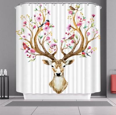 China Sustainable Promotion Custom Design Digital Printing Shower Curtain Waterproof, Shower Curtain Stripes, Shower Curtain Flowers for sale