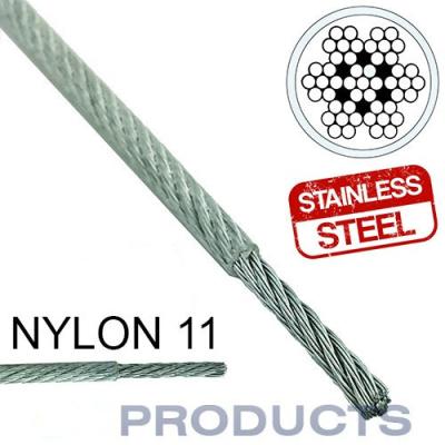 China Clear Coated Nylon 11 Stainless Steel Metal Wire Rope 7x7 For Sailboat Lifeline for sale