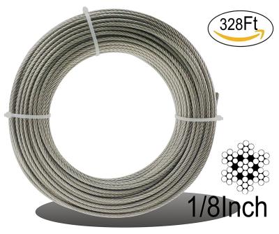 China Stainless Aircraft Steel 7x7 Wire Rope Cable For Railing / Decking / Diy Balustrade, 1/8inch for sale